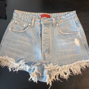 High waisted jean shorts